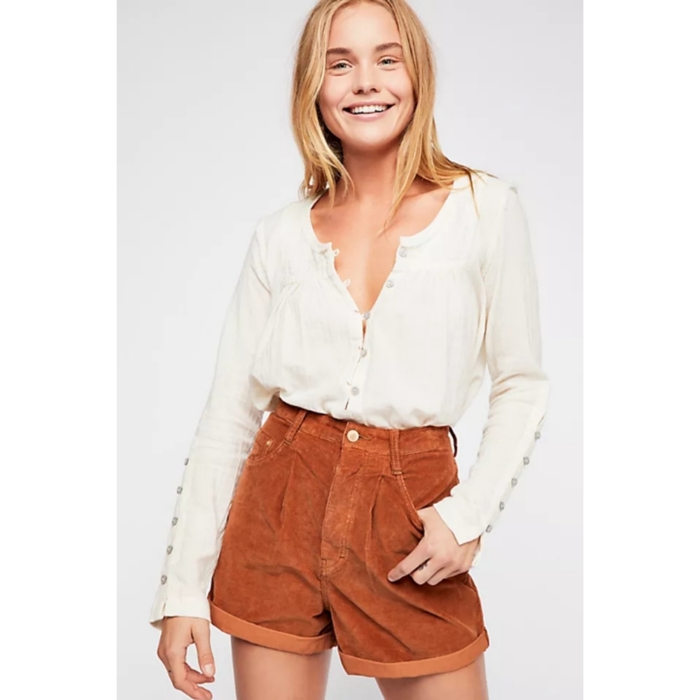 Free People Astoria Cord Shorts Size 24 Boho Western Coastal Beach Festival